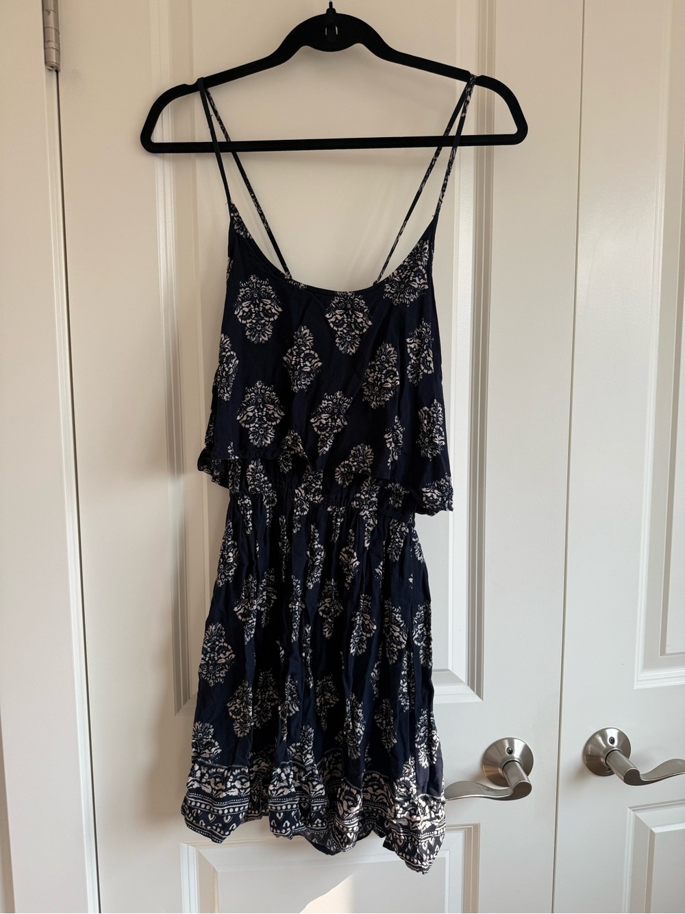 Hollister Navy Floral Print Spaghetti-Strap Mini Dress